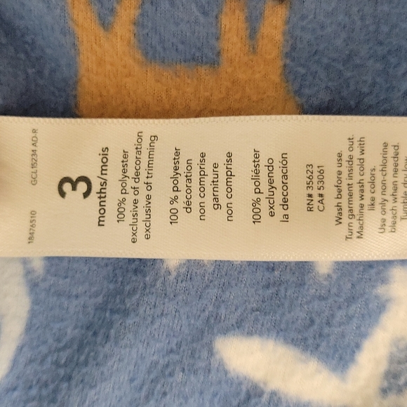 5/$25 Carter's Artic Animal Fleece Footie pajama Size 3M - Picture 6 of 7